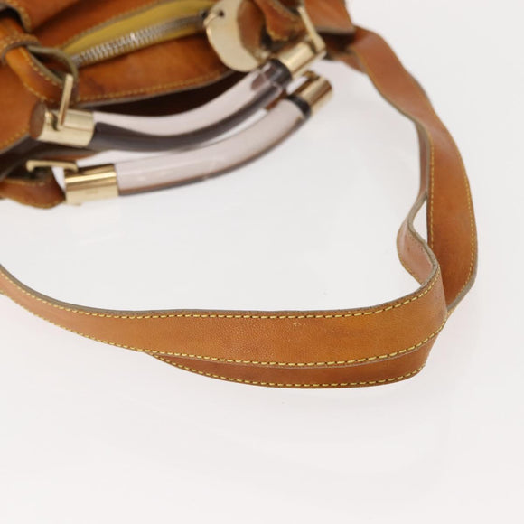 Chloe Saskia Hand Bag Leather 2way Brown Gold Auth am9472