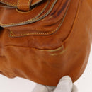 Chloe Saskia Hand Bag Leather 2way Brown Gold Auth am9472-10