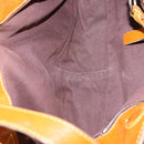 Chloe Saskia Hand Bag Leather 2way Brown Gold Auth am9472-11