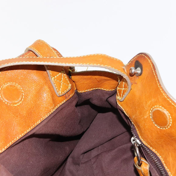 Chloe Saskia Hand Bag Leather 2way Brown Gold Auth am9472