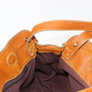 Chloe Saskia Hand Bag Leather 2way Brown Gold Auth am9472-22