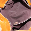 Chloe Saskia Hand Bag Leather 2way Brown Gold Auth am9472-23