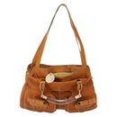 Chloe Saskia Hand Bag Leather 2way Brown Gold Auth am9472-13