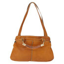 Chloe Saskia Hand Bag Leather 2way Brown Gold Auth am9472-2