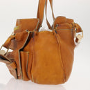 Chloe Saskia Hand Bag Leather 2way Brown Gold Auth am9472-3