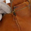 Chloe Saskia Hand Bag Leather 2way Brown Gold Auth am9472-4