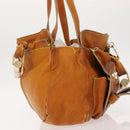 Chloe Saskia Hand Bag Leather 2way Brown Gold Auth am9472-5