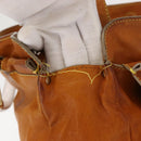 Chloe Saskia Hand Bag Leather 2way Brown Gold Auth am9472-6