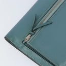 HERMES Dogon Long Wallet Leather Light Blue Silver Auth am9479-18