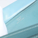 HERMES Dogon Long Wallet Leather Light Blue Silver Auth am9479-20