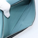 HERMES Dogon Long Wallet Leather Light Blue Silver Auth am9479-11