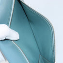 HERMES Dogon Long Wallet Leather Light Blue Silver Auth am9479-22