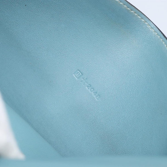 HERMES Dogon Long Wallet Leather Light Blue Silver Auth am9479