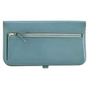 HERMES Dogon Long Wallet Leather Light Blue Silver Auth am9479-2