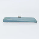 HERMES Dogon Long Wallet Leather Light Blue Silver Auth am9479-5