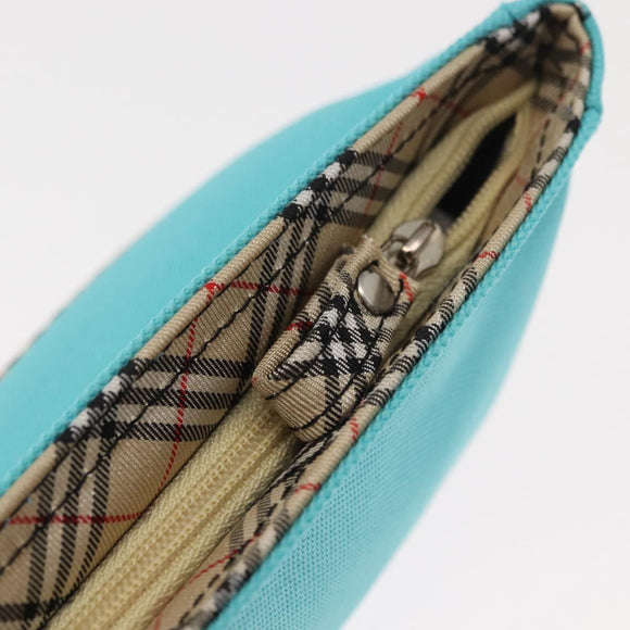 BURBERRY Nova Check Handkerchief Pouch Canvas 2 Set Light Blue Silver Auth am9484