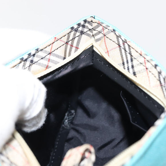 BURBERRY Nova Check Handkerchief Pouch Canvas 2 Set Light Blue Silver Auth am9484