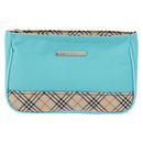 BURBERRY Nova Check Handkerchief Pouch Canvas 2 Set Light Blue Silver Auth am9484-2