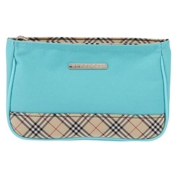 BURBERRY Nova Check Handkerchief Pouch Canvas 2 Set Light Blue Silver Auth am9484 - 0