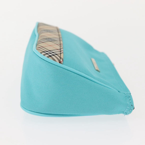 BURBERRY Nova Check Handkerchief Pouch Canvas 2 Set Light Blue Silver Auth am9484