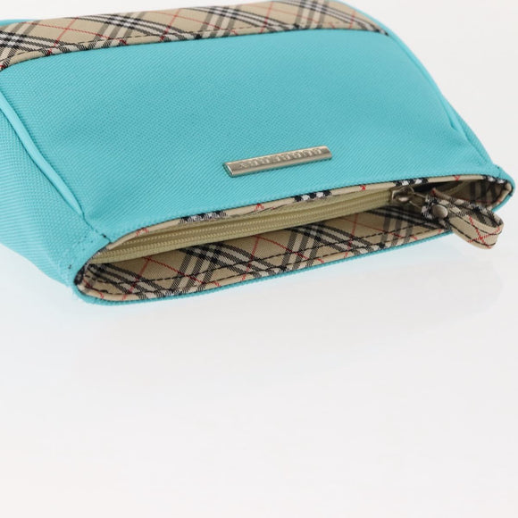 BURBERRY Nova Check Handkerchief Pouch Canvas 2 Set Light Blue Silver Auth am9484