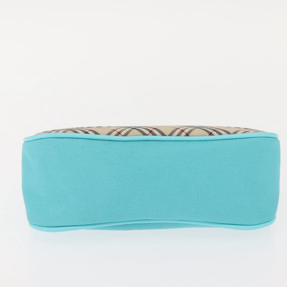 BURBERRY Nova Check Handkerchief Pouch Canvas 2 Set Light Blue Silver Auth am9484