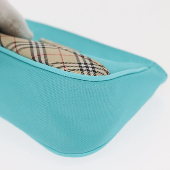 BURBERRY Nova Check Handkerchief Pouch Canvas 2 Set Light Blue Silver Auth am9484