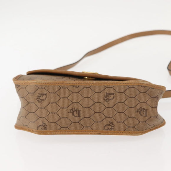 Christian Dior Honeycomb Canvas Hand Bag PVC Leather 2way Beige Gold Auth am9485