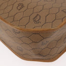 Christian Dior Honeycomb Canvas Hand Bag PVC Leather 2way Beige Gold Auth am9485-17