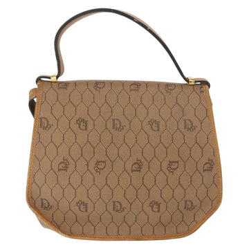 Christian Dior Honeycomb Canvas Hand Bag PVC Leather 2way Beige Gold Auth am9485 - 0