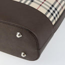 BURBERRY Nova Check Shoulder Bag Canvas Leather Beige Silver Auth am9486V-9