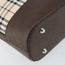 BURBERRY Nova Check Shoulder Bag Canvas Leather Beige Silver Auth am9486V-14