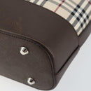 BURBERRY Nova Check Shoulder Bag Canvas Leather Beige Silver Auth am9486V-15