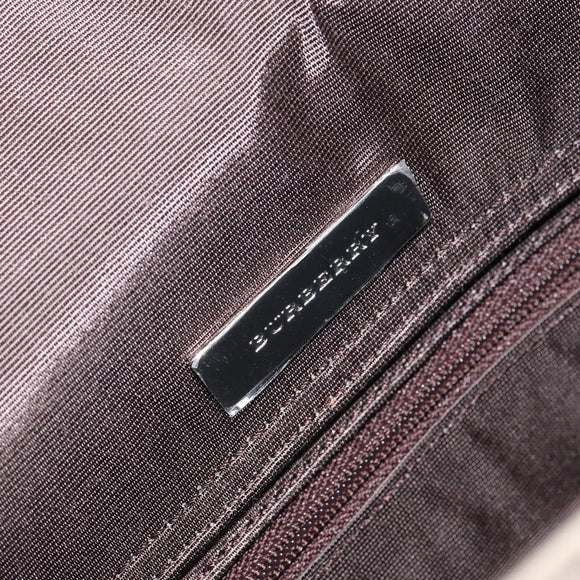 BURBERRY Nova Check Shoulder Bag Canvas Leather Beige Silver Auth am9486V