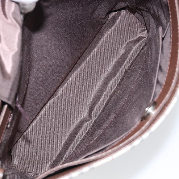 BURBERRY Nova Check Shoulder Bag Canvas Leather Beige Silver Auth am9486V