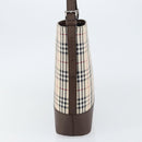 BURBERRY Nova Check Shoulder Bag Canvas Leather Beige Silver Auth am9486V-3