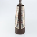 BURBERRY Nova Check Shoulder Bag Canvas Leather Beige Silver Auth am9486V-4