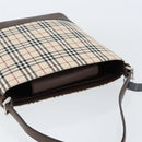 BURBERRY Nova Check Shoulder Bag Canvas Leather Beige Silver Auth am9486V-6