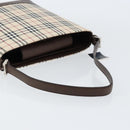 BURBERRY Nova Check Shoulder Bag Canvas Leather Beige Silver Auth am9486V-7