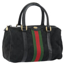 GUCCI GG Canvas Web Sherry Line Hand Bag Black Gold 012 3841 28 39 Auth am9487-1