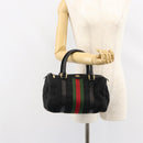 GUCCI GG Canvas Web Sherry Line Hand Bag Black Gold 012 3841 28 39 Auth am9487-22