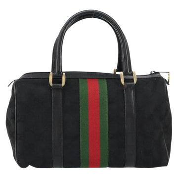 GUCCI GG Canvas Web Sherry Line Hand Bag Black Gold 012 3841 28 39 Auth am9487 - 0