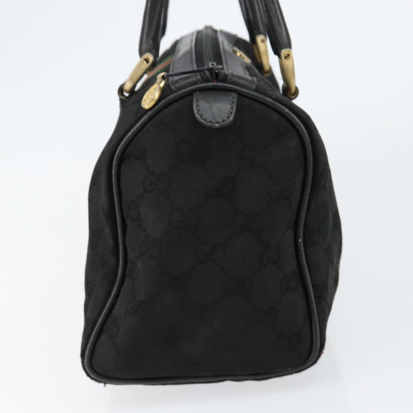 GUCCI GG Canvas Web Sherry Line Hand Bag Black Gold 012 3841 28 39 Auth am9487
