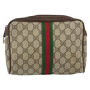 GUCCI GG Supreme Web Sherry Line Clutch Bag PVC Beige 63 014 3553 Auth am9488-13