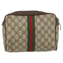GUCCI GG Supreme Web Sherry Line Clutch Bag PVC Beige 63 014 3553 Auth am9488-2