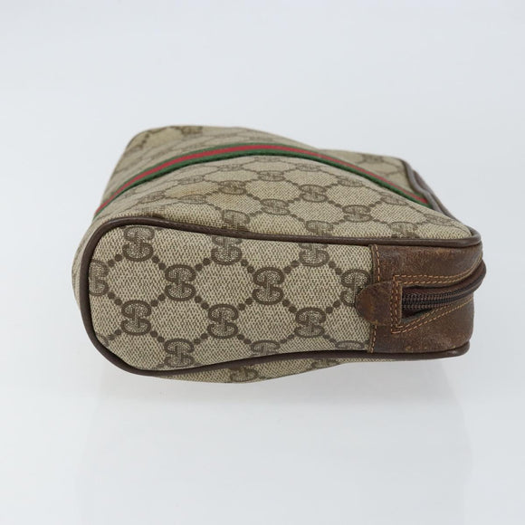 GUCCI GG Supreme Web Sherry Line Clutch Bag PVC Beige 63 014 3553 Auth am9488