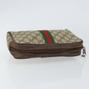 GUCCI GG Supreme Web Sherry Line Clutch Bag PVC Beige 63 014 3553 Auth am9488-5