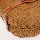 Salvatore Ferragamo Vala Hand Bag Rattan Leather Brown Silver Auth am9489-14
