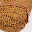 Salvatore Ferragamo Vala Hand Bag Rattan Leather Brown Silver Auth am9489-15