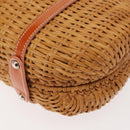 Salvatore Ferragamo Vala Hand Bag Rattan Leather Brown Silver Auth am9489-16